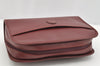 Authentic Cartier Must de Cartier Clutch Hand Bag Leather Bordeaux Red 2405I