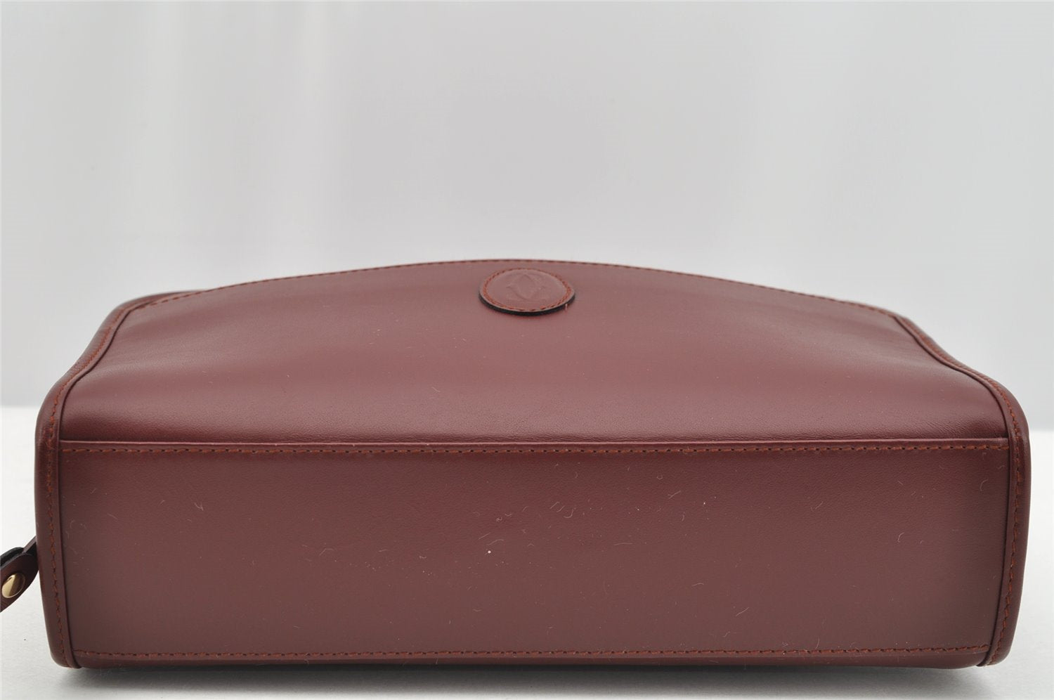 Authentic Cartier Must de Cartier Clutch Hand Bag Leather Bordeaux Red 2405I