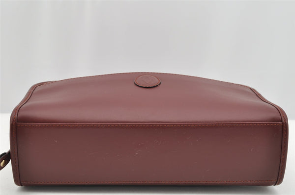 Authentic Cartier Must de Cartier Clutch Hand Bag Leather Bordeaux Red 2405I