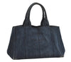 Authentic PRADA Vintage Canapa M Denim Tote Hand Bag Blue 2408I