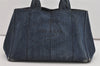 Authentic PRADA Vintage Canapa M Denim Tote Hand Bag Blue 2408I