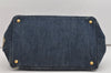 Authentic PRADA Vintage Canapa M Denim Tote Hand Bag Blue 2408I