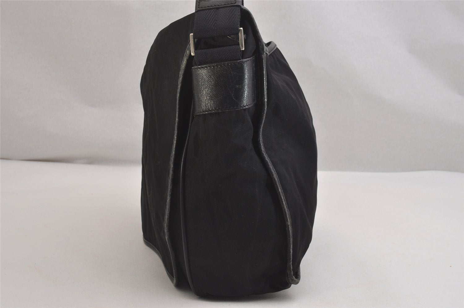 Authentic PRADA TESSUTO + SAFFI Nylon Leather Shoulder Bag V158 Black 2412I