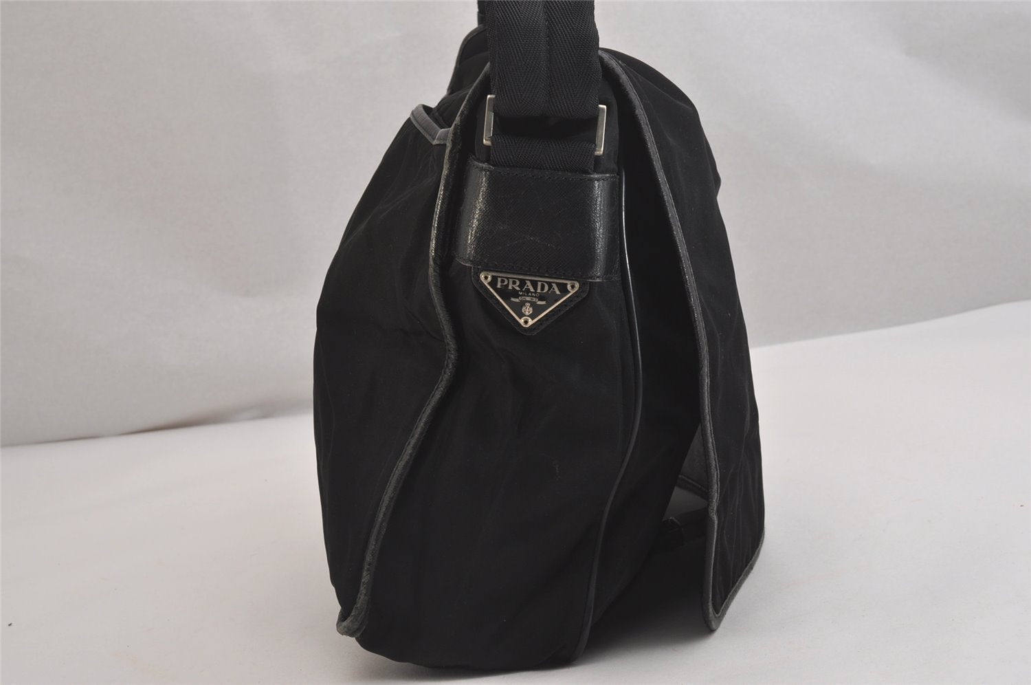 Authentic PRADA TESSUTO + SAFFI Nylon Leather Shoulder Bag V158 Black 2412I