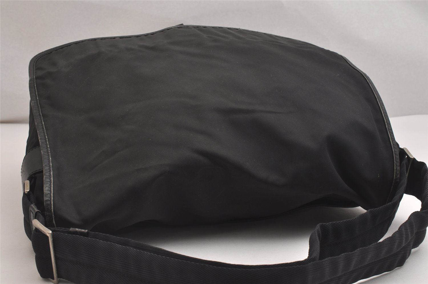 Authentic PRADA TESSUTO + SAFFI Nylon Leather Shoulder Bag V158 Black 2412I