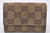 Authentic GUCCI Vintage Coin Purse Wallet GG Canvas Leather 120964 Brown 2413I