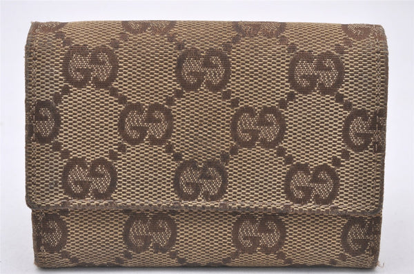 Authentic GUCCI Vintage Coin Purse Wallet GG Canvas Leather 120964 Brown 2413I