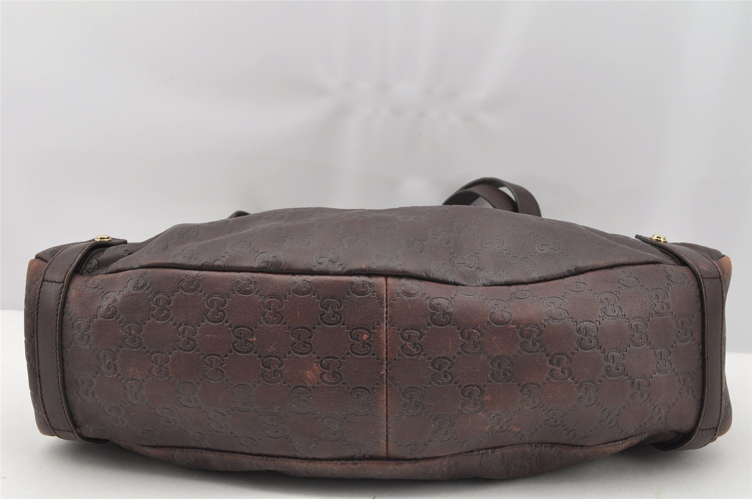 Authentic GUCCI Guccissima Abbey Shoulder Tote Bag GG Leather 130736 Brown 2416I