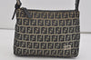 Authentic FENDI Zucchino Shoulder Hand Bag Purse Canvas Leather Navy Blue 2417I