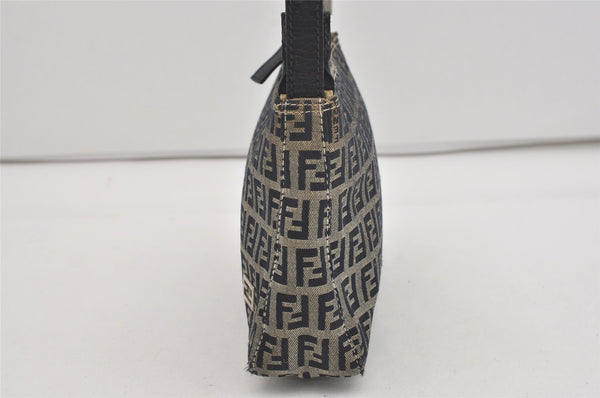 Authentic FENDI Zucchino Shoulder Hand Bag Purse Canvas Leather Navy Blue 2417I