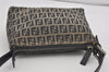 Authentic FENDI Zucchino Shoulder Hand Bag Purse Canvas Leather Navy Blue 2417I