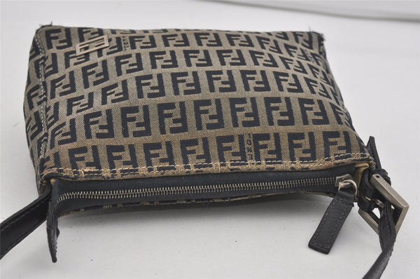 Authentic FENDI Zucchino Shoulder Hand Bag Purse Canvas Leather Navy Blue 2417I