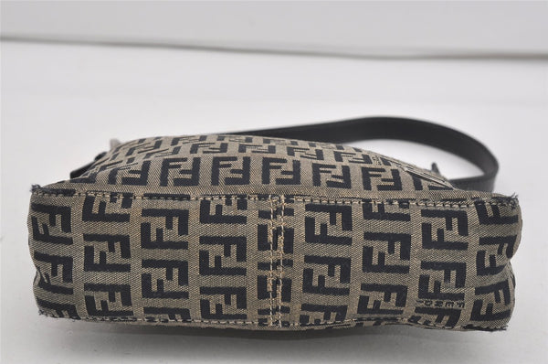 Authentic FENDI Zucchino Shoulder Hand Bag Purse Canvas Leather Navy Blue 2417I
