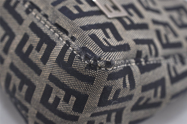 Authentic FENDI Zucchino Shoulder Hand Bag Purse Canvas Leather Navy Blue 2417I