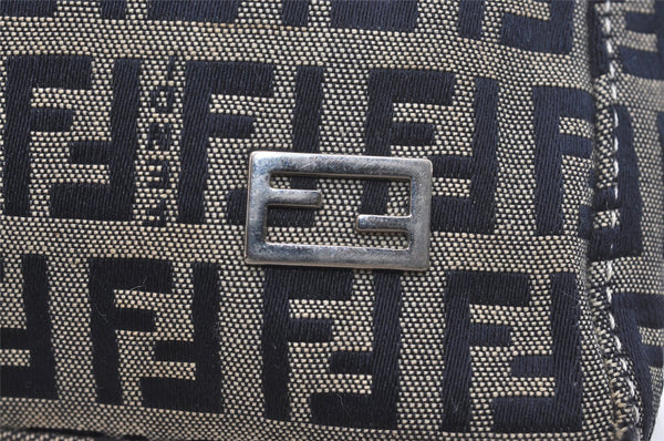 Authentic FENDI Zucchino Shoulder Hand Bag Purse Canvas Leather Navy Blue 2417I