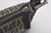 Authentic FENDI Zucchino Shoulder Hand Bag Purse Canvas Leather Navy Blue 2417I