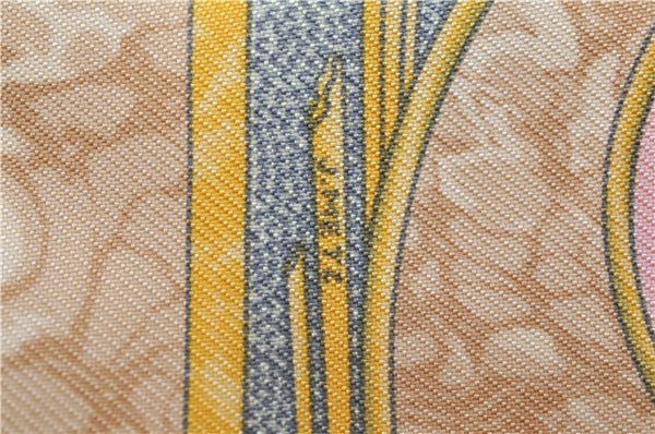 Authentic HERMES Petit Carre 40 Scarf Handkerchief "CARPE DIEM" Silk Beige 2419E