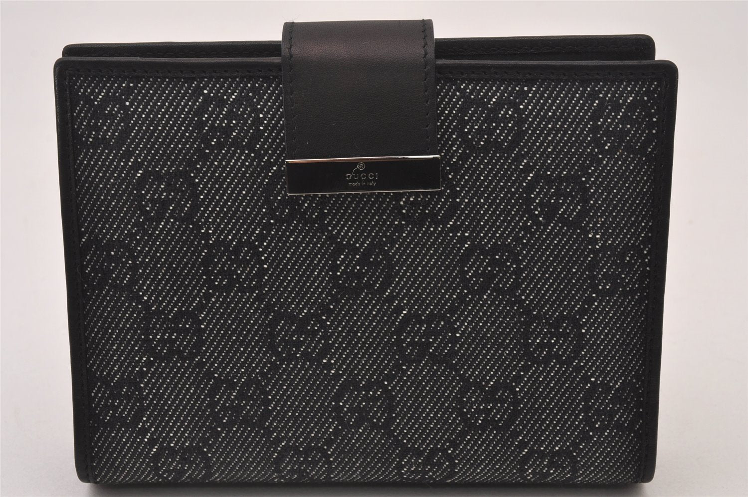 Authentic GUCCI Note Book Notebook Cover GG Canvas Leather 74259 Black 2419I