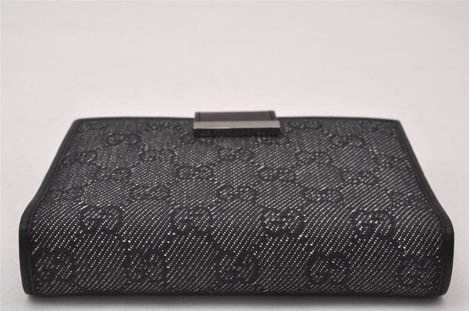 Authentic GUCCI Note Book Notebook Cover GG Canvas Leather 74259 Black 2419I