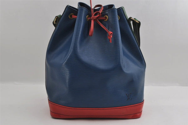 Auth Louis Vuitton Epi Noe Tricolor Blue Red Green M44082 Drawstring Bag 2421I