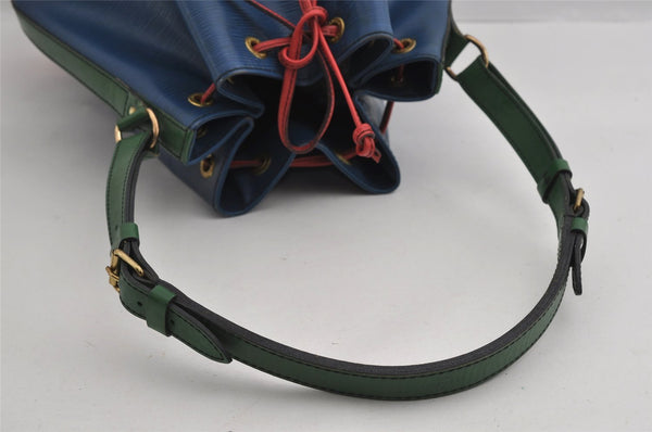 Auth Louis Vuitton Epi Noe Tricolor Blue Red Green M44082 Drawstring Bag 2421I