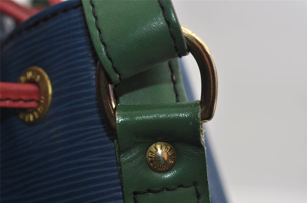 Auth Louis Vuitton Epi Noe Tricolor Blue Red Green M44082 Drawstring Bag 2421I