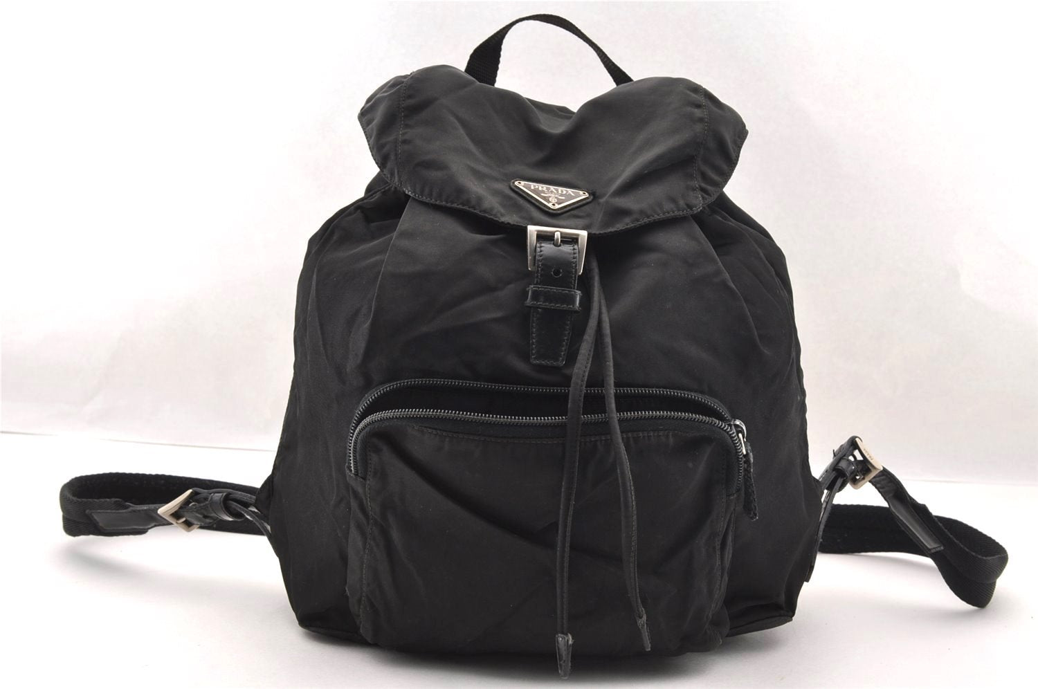 Authentic PRADA VELA Nylon Tessuto Leather Backpack B4650 Black 2424I
