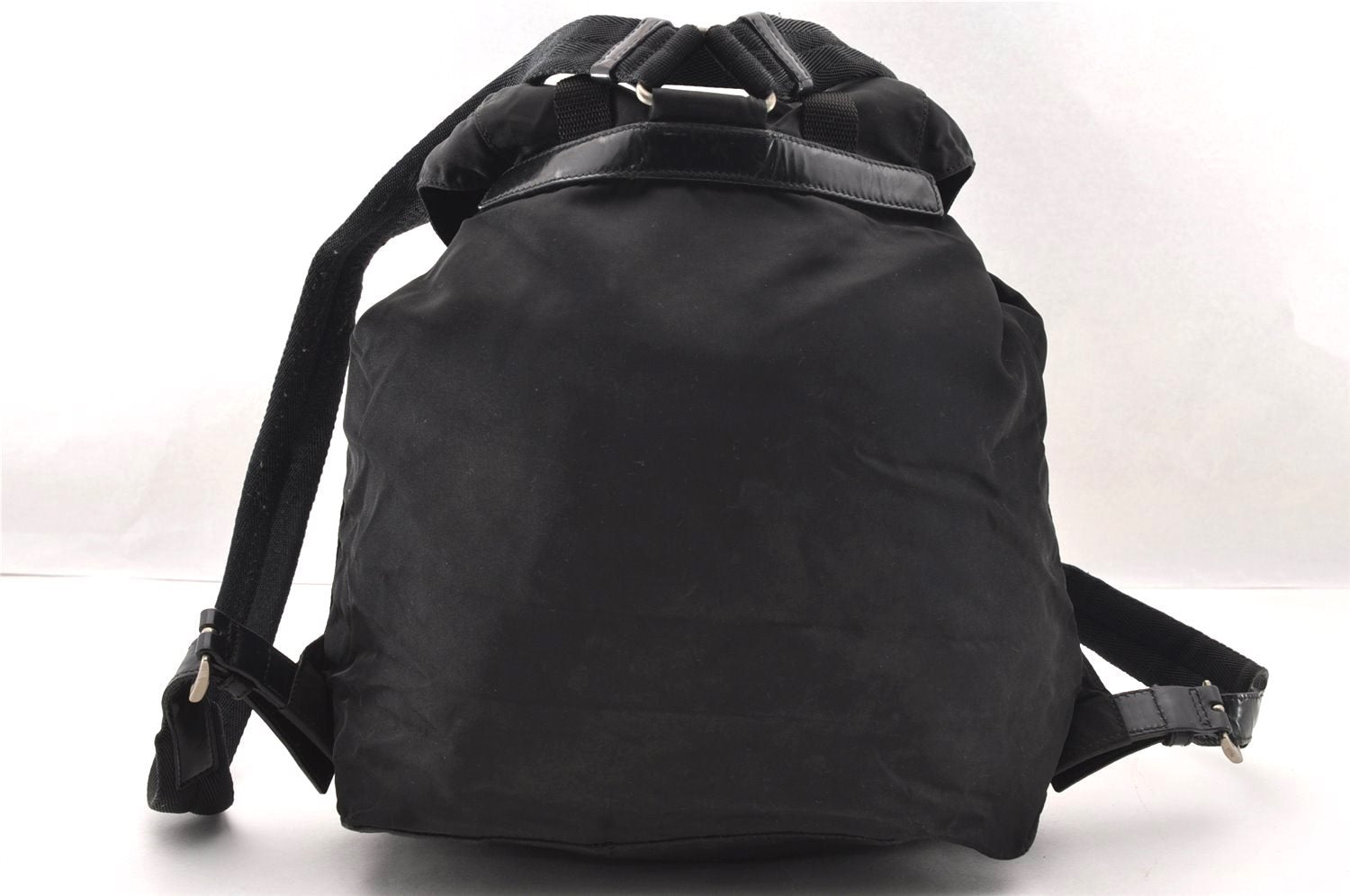 Authentic PRADA VELA Nylon Tessuto Leather Backpack B4650 Black 2424I