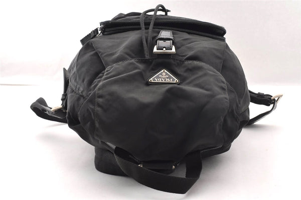 Authentic PRADA VELA Nylon Tessuto Leather Backpack B4650 Black 2424I