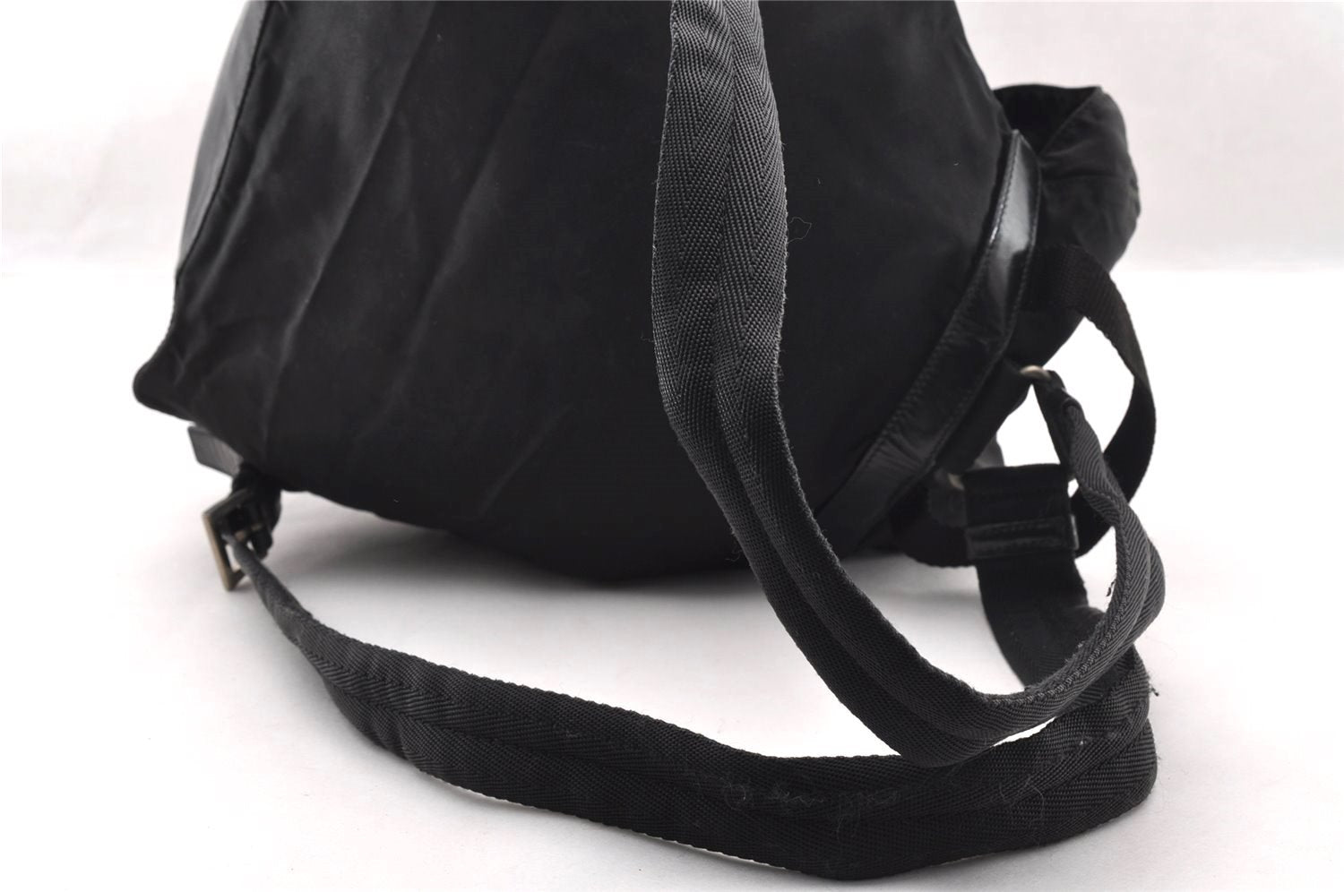 Authentic PRADA VELA Nylon Tessuto Leather Backpack B4650 Black 2424I