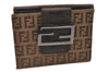 Authentic FENDI Vintage Zucchino Bifold Wallet Purse Canvas Leather Brown 2426I