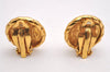 Authentic CHANEL Vintage Clip-On Earrings CoCo Mark Gold Plated 2429I