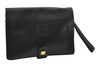 Authentic LOEWE Anagram Vintage Clutch Hand Bag Purse Leather Black 2430I