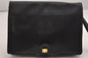 Authentic LOEWE Anagram Vintage Clutch Hand Bag Purse Leather Black 2430I