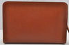 Authentic Burberrys Vintage Leather Clutch Hand Bag Purse Brown 2431I