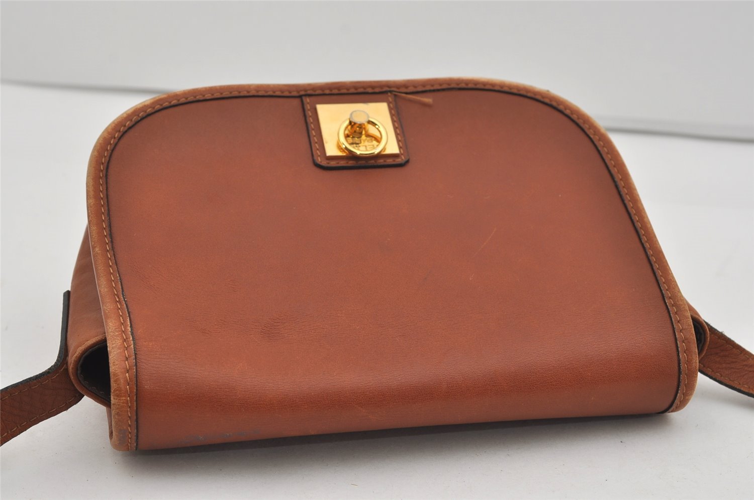 Authentic CELINE Vintage Shoulder Cross Body Bag Leather Brown 2432I