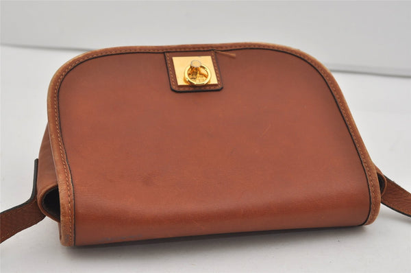 Authentic CELINE Vintage Shoulder Cross Body Bag Leather Brown 2432I