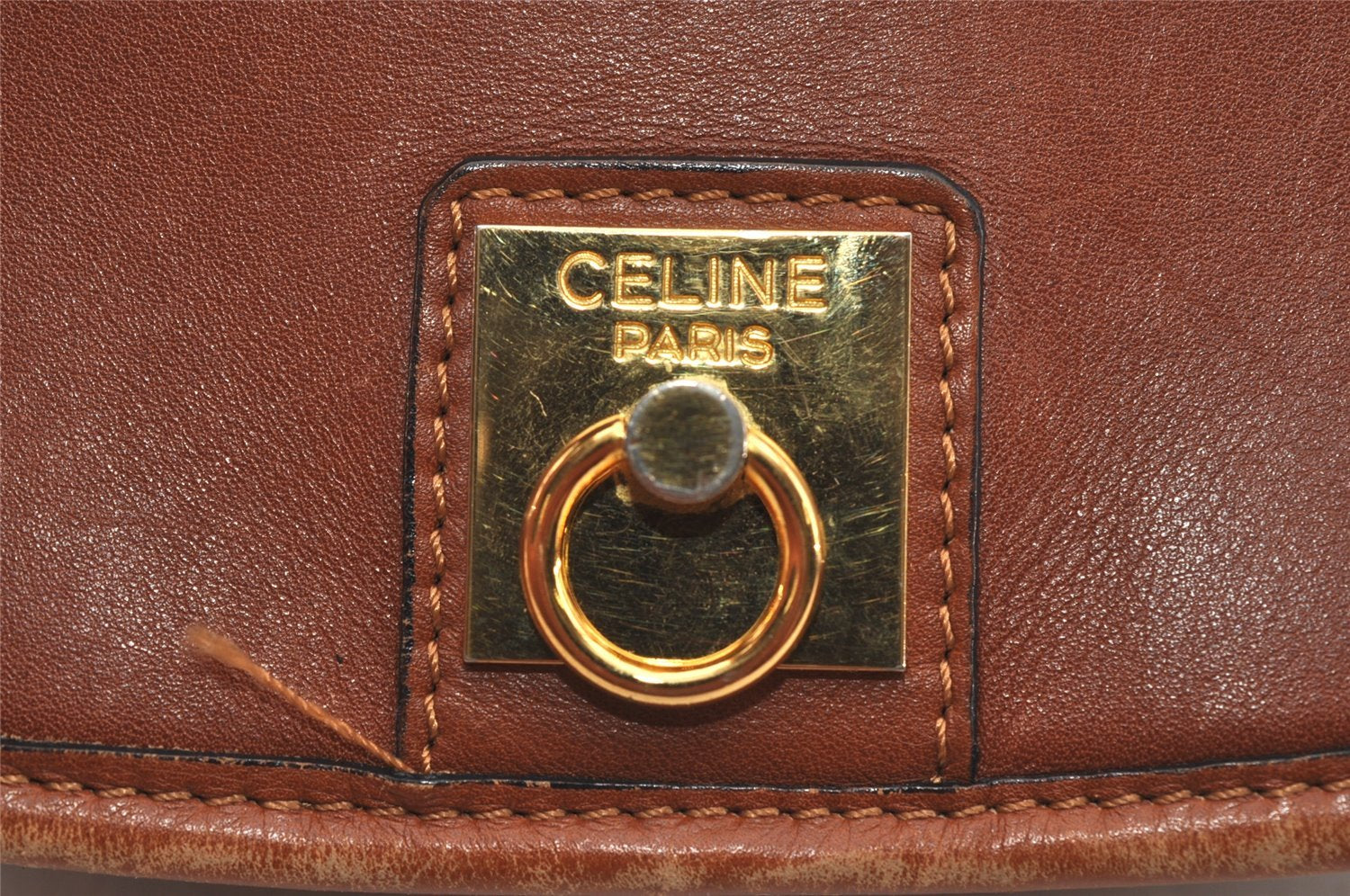 Authentic CELINE Vintage Shoulder Cross Body Bag Leather Brown 2432I