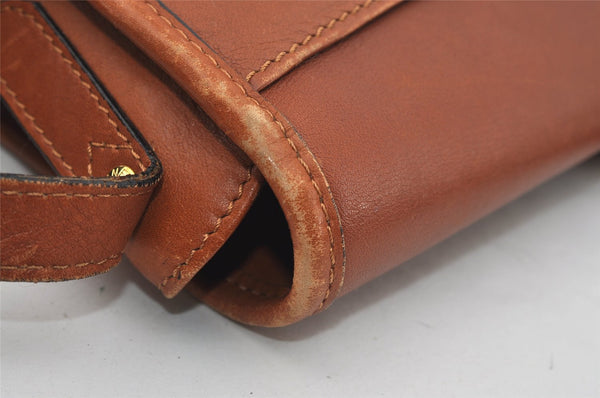 Authentic CELINE Vintage Shoulder Cross Body Bag Leather Brown 2432I