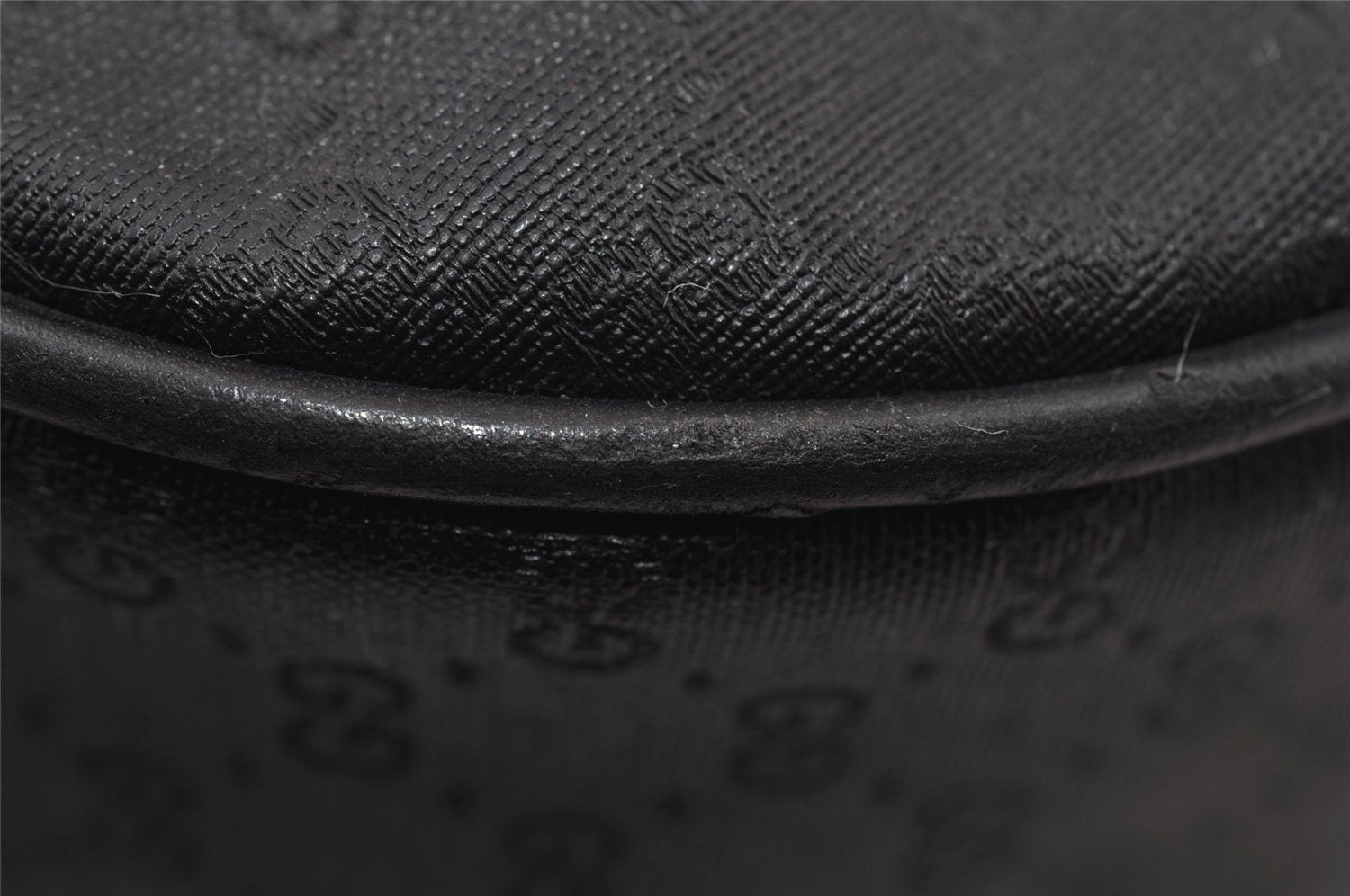 Authentic GUCCI Web Sherry Line Micro GG Shoulder Bag PVC Leather Black 2433I