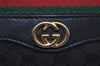 Authentic GUCCI Web Sherry Line Micro GG Shoulder Bag PVC Leather Black 2433I