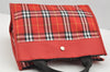 Authentic BURBERRY Check Vintage Tote Hand Bag Purse Nylon Leather Red 2434I