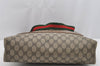 Authentic GUCCI Web Sherry Line Shoulder Tote Bag GG PVC Leather Brown 2436I