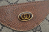 Authentic GUCCI Web Sherry Line Shoulder Tote Bag GG PVC Leather Brown 2436I