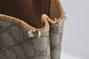 Authentic GUCCI Web Sherry Line Shoulder Tote Bag GG PVC Leather Brown 2436I