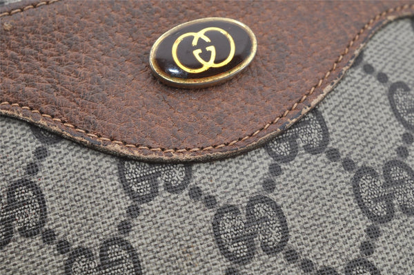 Authentic GUCCI Web Sherry Line Shoulder Tote Bag GG PVC Leather Brown 2436I