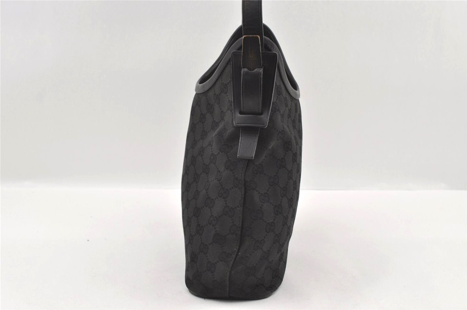 Authentic GUCCI Vintage Shoulder Hand Bag GG Canvas Leather 107752 Black 2437I