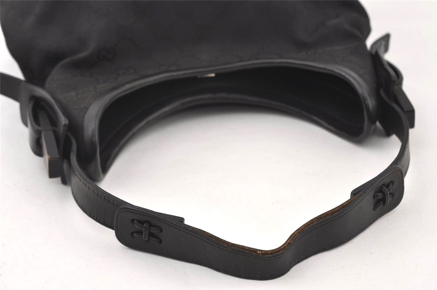 Authentic GUCCI Vintage Shoulder Hand Bag GG Canvas Leather 107752 Black 2437I