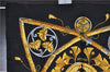 Authentic HERMES Carre 90 Scarf "DAIMYO" Silk Black 2438F