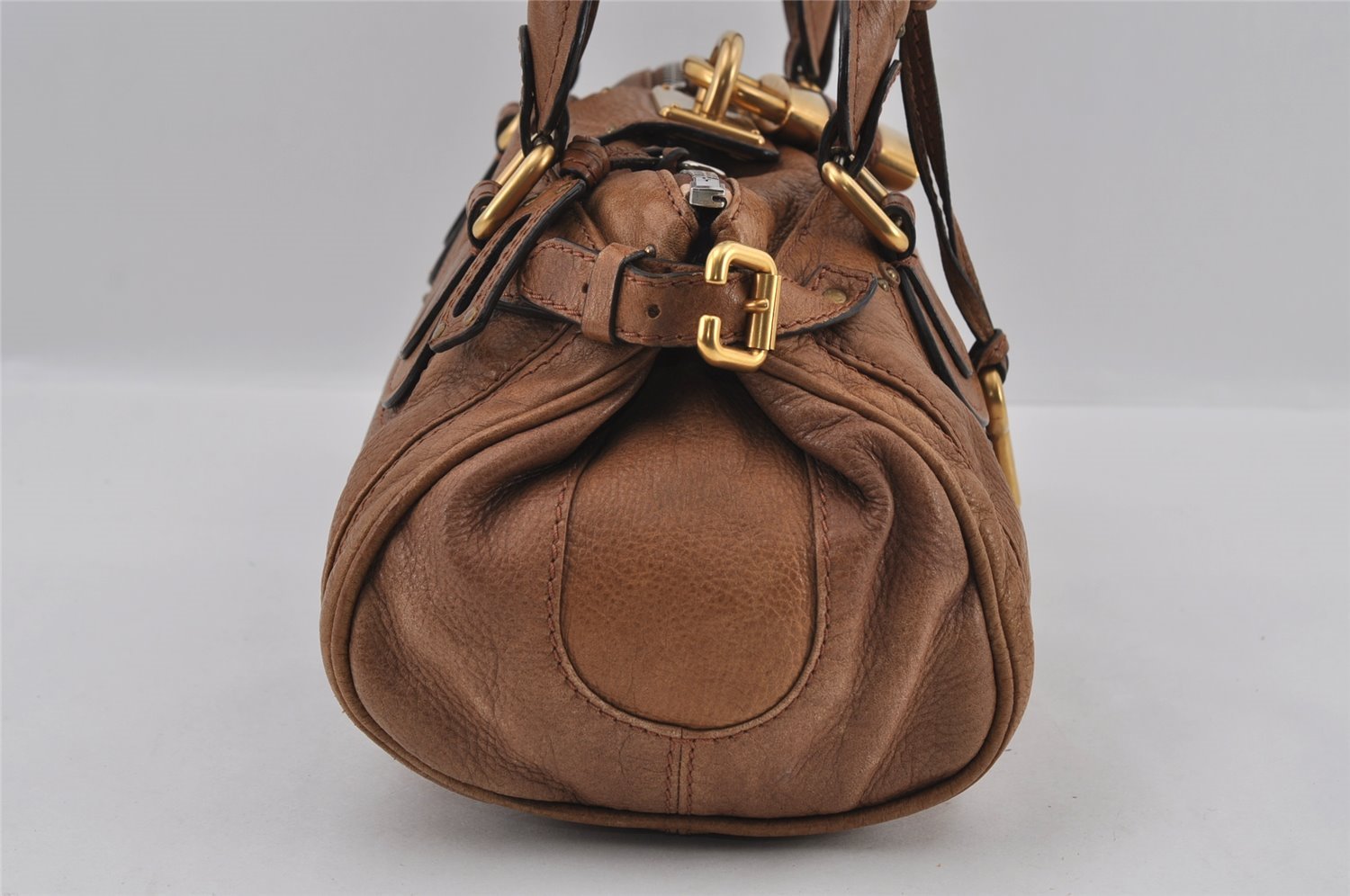 Authentic Chloe Vintage Paddington Leather Shoulder Hand Bag Brown 2439I